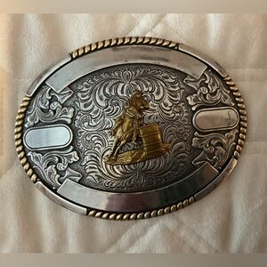 Vintage Silver and Gold Western Belt Buckle